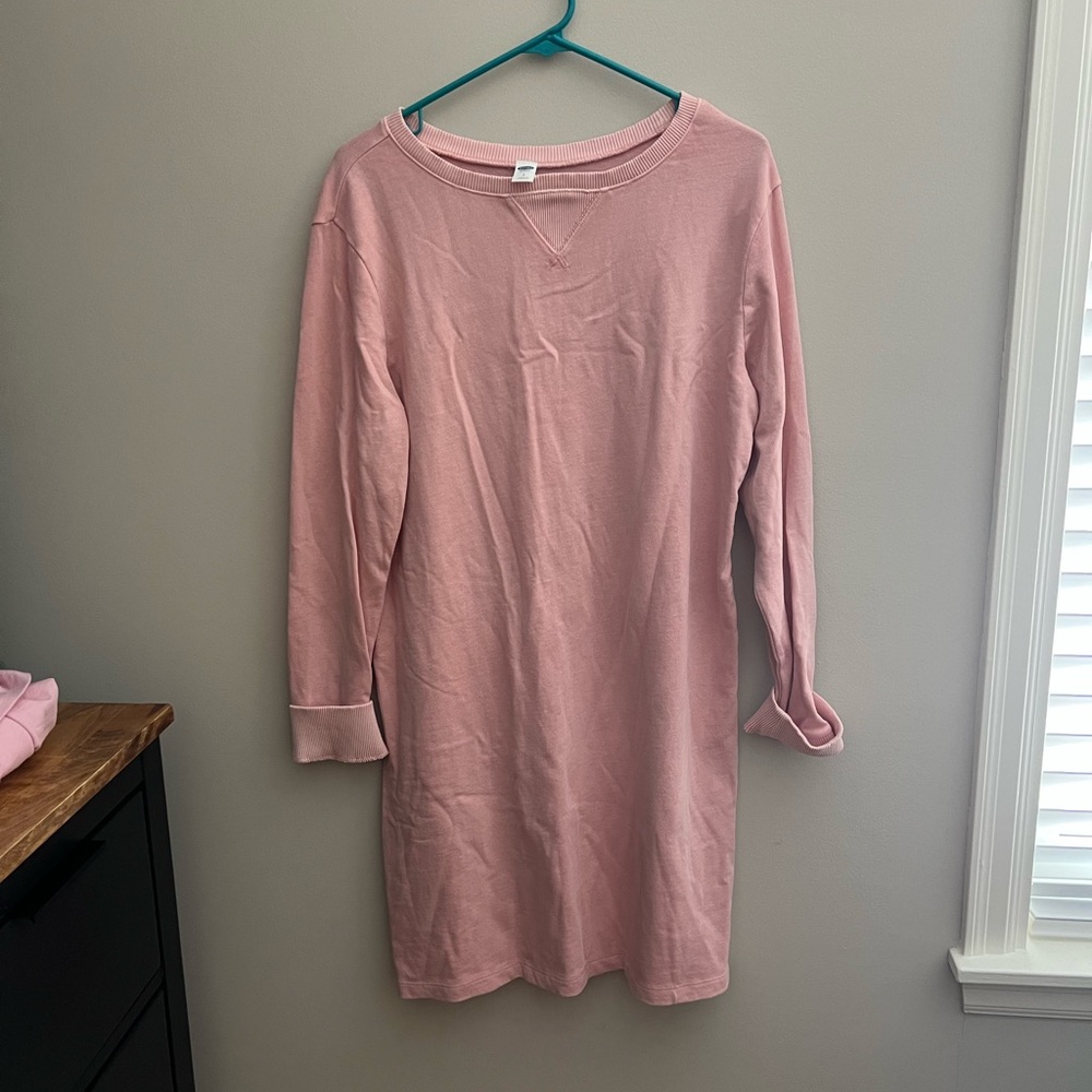 long sleeve jersey shift dress